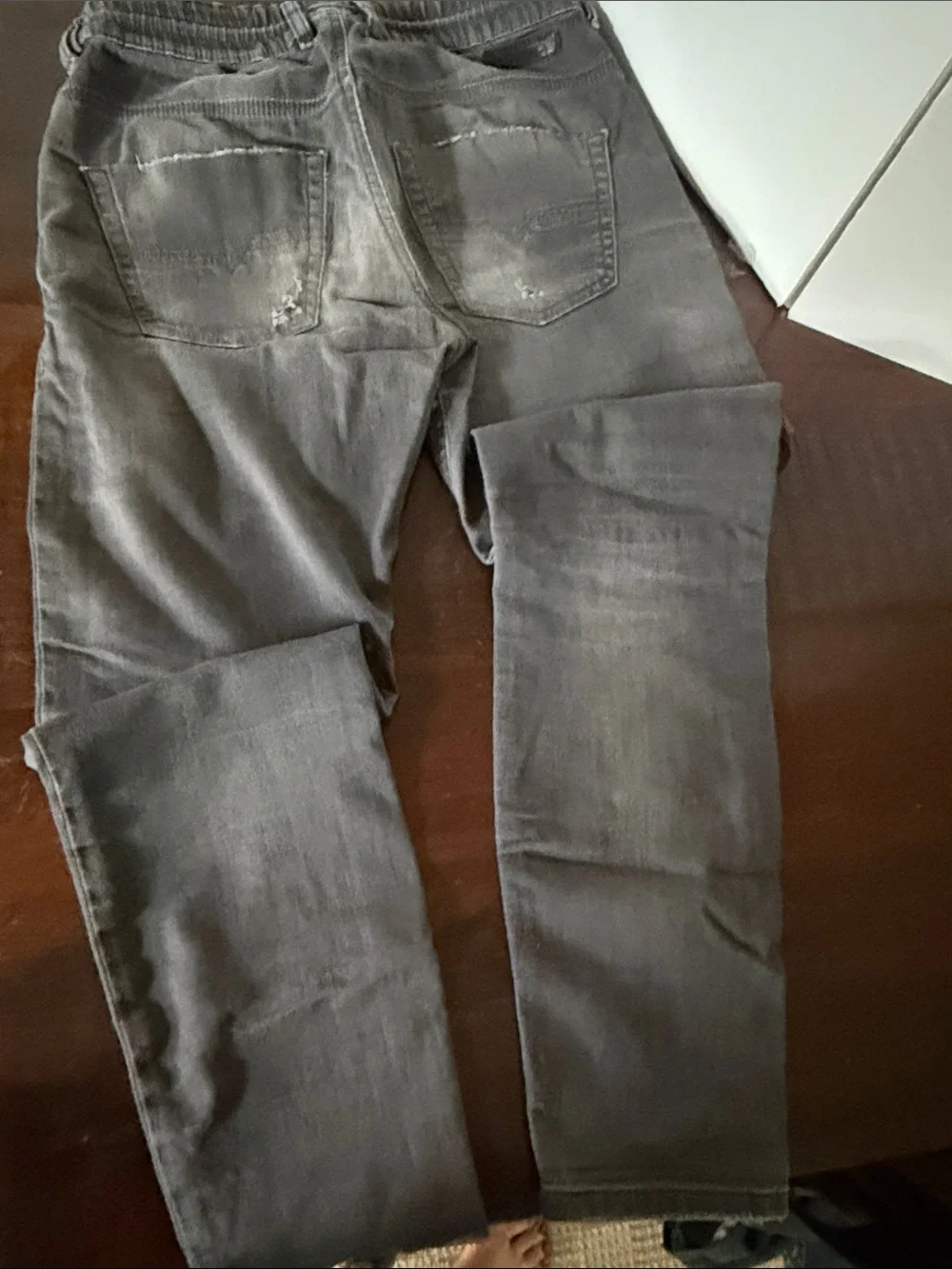 Diesel Men's Distressed Gray Slim Straight Jeans